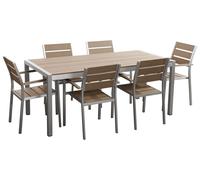 Set da Giardino 6 Sedie Tavolo Legno e Alluminio Anodizzato Vernio