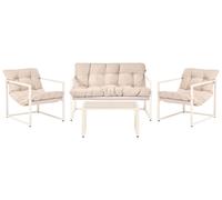 Set da giardino a 4 posti in acciaio zincato con cuscini beige Garda