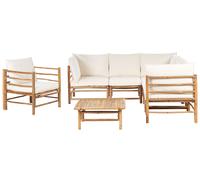 Set da giardino angolare 6 posti composto da divano, poltrona e tavolino in bamb