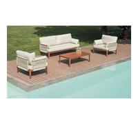 Set da Giardino Bandol In Alluminio - Corda Beige - Rosso Greenwood