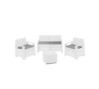 Set da giardino "Bellagio" in polipropilene bianco 4 sedute e tavolino