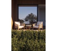 Set da giardino con 2 poltrone e un tavolino Ø60x40 cm, Aurora, Beige