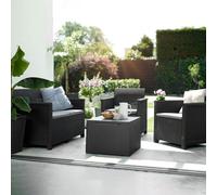 Pidema Set da giardino con 3 divani completi di cuscino e un tavolino in resina, tavolo e poltrone grafite da esterno per terrazzo. - 8711245155951