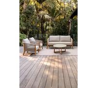 Set da giardino con divano 2 posti, 2 poltrone e tavolino Ø80x43 cm, Aurora, Beige