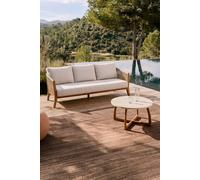 Set da giardino con divano 3 posti e tavolino rotondo Ø80x43cm, Aurora, Beige