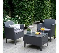 Set Tavolino e 2 Poltrone da Giardino Effetto Rattan Keter Salemo Balcony Antracite - 213805