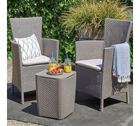 Set da giardino con tavolo in resina polirattan e 2 poltrone sedie con cuscino