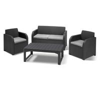 Set da Giardino Divano 2 Poltrone e Tavolino in Resina Keter Carolina Lounge Antracite