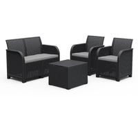 Set da Giardino Divano 2 Poltrone e Tavolino in Resina Keter Rosalie Lounge Antracite