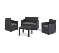 Set da Giardino Divano 2 Poltrone e Tavolino Keter Marie lounge Grafite