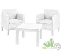 SALOTTINO SET RATTAN MATILDE ANTRACITE TAVOLO + 2 POLTRONE BIANCO