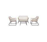 Set Cebu Salotto Con Tavolo In Vetro Divano E 2 Poltrone In Polyrattan