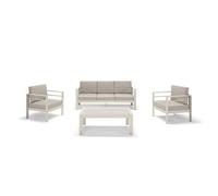 Set da giardino GARDENIA in alluminio, un divano 2 o 3 posti + 2 poltrone con cuscini sfoderabili + tavolino, per verande, giardini, terrazze (Tortora, Tavolo + 2 Poltrone Singole + 1 Divano 3 Posti)