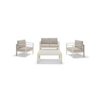 Set da giardino GARDENIA in alluminio, un divano 2 o 3 posti + 2 poltrone con cuscini sfoderabili + tavolino, per verande, giardini, terrazze (Tortora, Tavolo + 2 Poltrone Singole + 1 Divano 2 Posti)