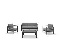 Set da giardino GARDENIA in alluminio, un divano 2 o 3 posti + 2 poltrone con cuscini sfoderabili + tavolino, per verande, giardini, terrazze (Grigio, Tavolo + 2 Poltrone Singole + 1 Divano 3 Posti)