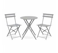Set da Giardino in Acciaio con Tavolo Rotondo e 2 Sedie da Esterno Bar Balcone