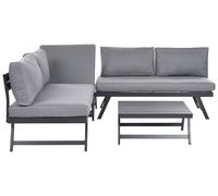 Set da Giardino in Alluminio 5 Posti 2 Divani grigio e nero Coccorino