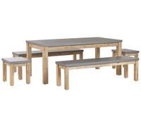Set da Giardino in Cemento Grigio Tavolo Rettangolare e 2 Panche ad U Ostuni