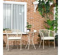 Set da Giardino in Rattan 3 Pezzi, Salotto da Giardino con 2 Poltroncine da Esterno con Cuscini e Tavolino da Caffè in Vetro, Beige e Khaki Description:Crea il tuo angolo relax in giardino con il set