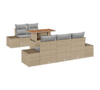 Set da Giardino in Rattan Polimerico Beige con Cuscini Grigi, Tavolo Regolabile, Soluzioni di Archiviazione, Tessuti Resistenti alle Intemperie, Design Moderno per Giardino e Terrazza