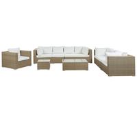 Set da Giardino in Simil Rattan Marrone Chiaro Cuscini Crema 8 persone Maestro