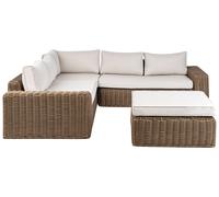 Set da giardino in vimini PE Rattan grigio con cuscini 6 posti marrone Palermo