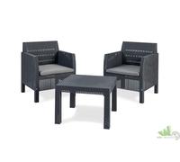 SET DA GIARDINO KETER RESINA EFF. RATTAN MATILDE ANTRACITE 2 POLTRONE TAVOLINO