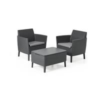 Set Tavolino e 2 Poltrone da Giardino Effetto Rattan Keter Salemo Balcony Antracite - 213805