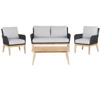 Set da Giardino Legno di Acacia con Cuscini Grigi e Tavolino a 4 Posti Merano
