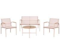 Beliani Set da giardino moderno a 4 posti con struttura in acciaio verniciato a polvere e tavolino in vetro, beige