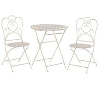 Set da Giardino Moderno in Ferro Beige Tavolino e 2 Sedie Pieghevoli Trieste