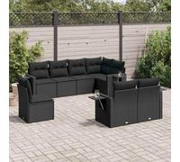 Set da giardino modulare da 8 pezzi nero con cuscini, rattan PE, tavolino pieghevole con sollevamento a gas, coperture per bucato rimovibili, comodo set lounge per patio