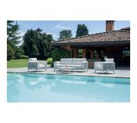 Set da Giardino Nantes In Alluminio - Wicker Grigio - Bianco Greenwood