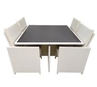 SET DA GIARDINO NOEMI TAVOLO SEDIE RICHIUDIBILI BIANCO SIMILRATTAN