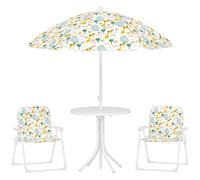 Set da Giardino per Bambini 2-5 Anni con Tavolino 2 Sedie e un Ombrellone Bianco