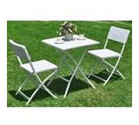 Set da Giardino Pieghevole in Polyrattan, Tavolo con 2 Sedie, Bianco, Arredo Esterno