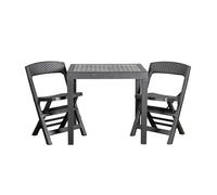 SET DA GIARDINO "POKER" IN POLIPROPILENE ANTRACITE 2 SEDUTE E TAVOLO