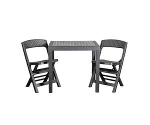 SET DA GIARDINO "POKER" IN POLIPROPILENE ANTRACITE 2 SEDUTE E TAVOLO