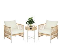 Set Da Giardino Stile Boho In Rattan Con 2 Sedie Con Cuscini E Tavolino Rotondo, Giallo