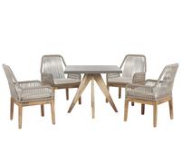 Set da Giardino Tavolo Quadrato in Cemento e 4 Sedie Beige