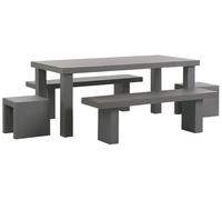 Set da Giardino Tavolo Rettangolare 2 Panche 2 Sgabelli Cemento Grigio Taranto