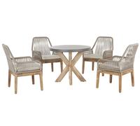 Set da Giardino Tavolo Rotondo in Cemento e 4 Sedie Beige Olbia