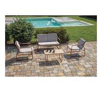 Set da Giardino Tinos In Ferro - Textilene Ecru' - Rosso Greenwood