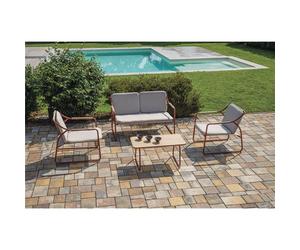 Set da Giardino Tinos In Ferro - Textilene Ecru' - Rosso Greenwood