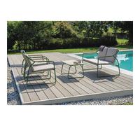 Set da Giardino Tinos In Ferro - Textilene Ecru' - Verde Greenwood