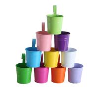 Set da giardino vasi da fiori sospesi in ferro colorato 10 pezzi con ganci opzio