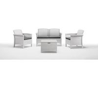 SET DA GIARDINO VENEZIA2 IN ECORATTAN BIANCO 4 POSTI CON CUSCINI ITALIANO