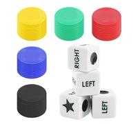 Set da gioco a 4 dice e 50 chip a colori, set da gioco a forma di left and right center dice game, accessori da gioco, gioco dice game, perfetto per intrattenimento, feste in casa