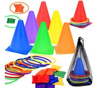 Set da gioco birilli, cerchi e sacchetti per bambini