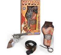 Set da gioco cowboy con revolver e stella da sceriffo